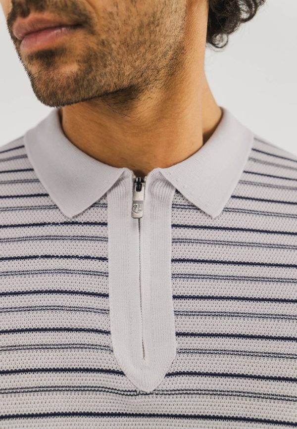 STATE OF ART KNITWEAR, PULLOVER POLO STRIPE - Afbeelding 2