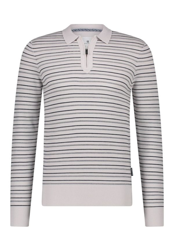 STATE OF ART KNITWEAR, PULLOVER POLO STRIPE - Afbeelding 5