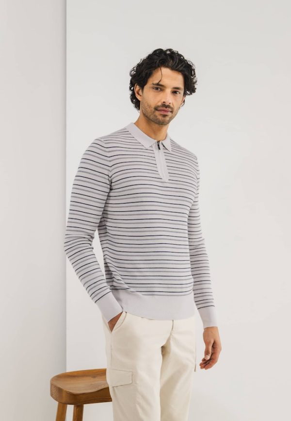 STATE OF ART KNITWEAR, PULLOVER POLO STRIPE