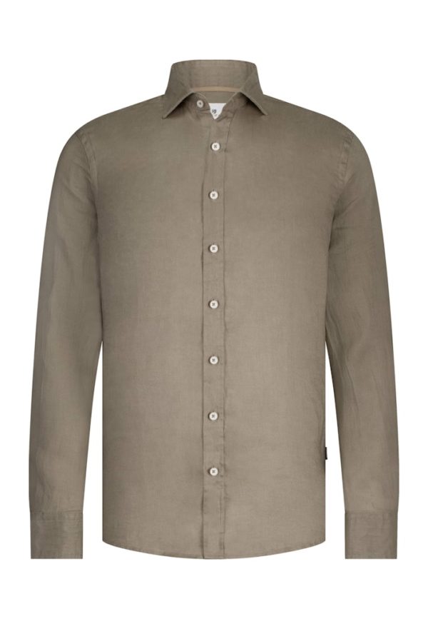 STATE OF ART SHIRT, LONGSLEEVE PLAIN LINEN